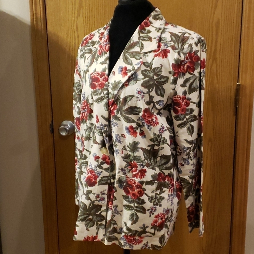 Orvis floral linen blend jacket blazer euc